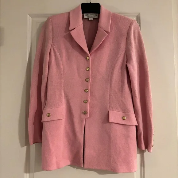 St. John Pink Knit Blazer - Picture 1 of 5